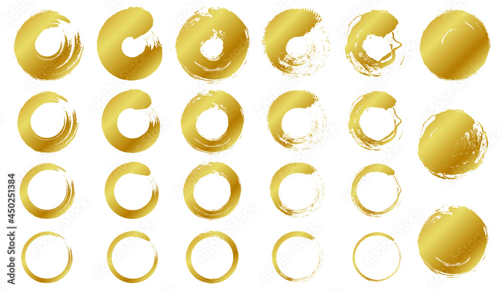 墨で書いた金色の円のベクターイラスト素材 丸 年賀状 暑中見舞い Stock Vector Adobe Stock