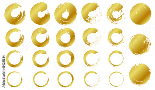 墨で書いた金色の円のベクターイラスト素材(丸,年賀状,暑中見舞い)