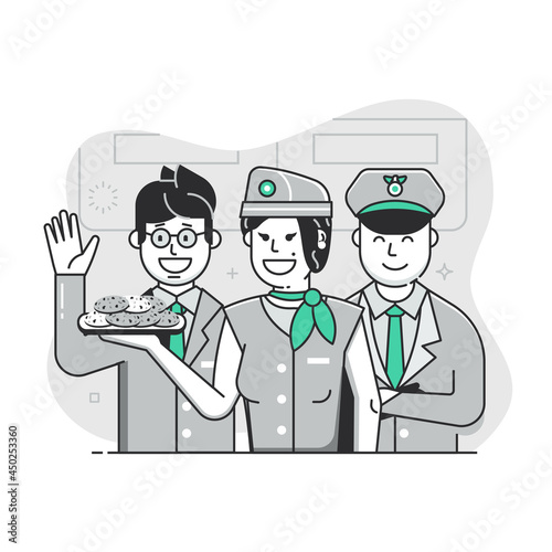 Welcome Aboard Flat Concept with Cabin Crew