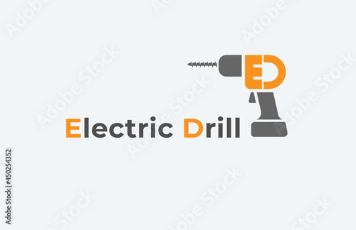 Electric Drill logo design with letter ED and electric plug combination