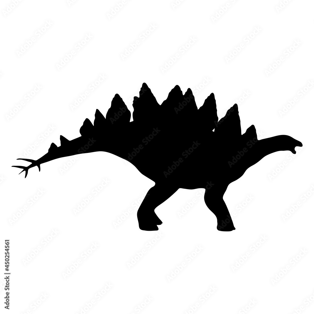 Fototapeta premium Black silhouette dinosaur isolated on white background