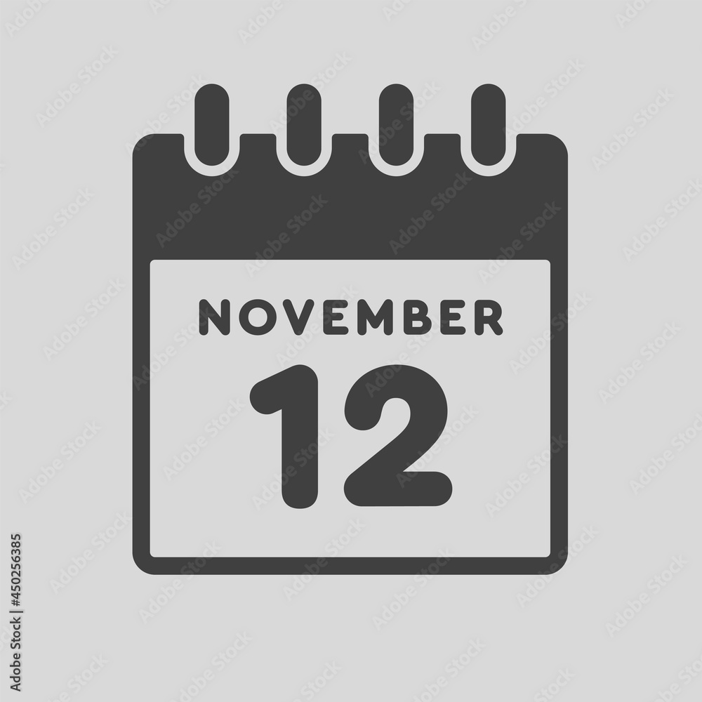 Icon day date 12 November, template calendar page Icon day date 12 November, template calendar page