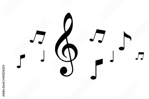 Music note design element in doodle style