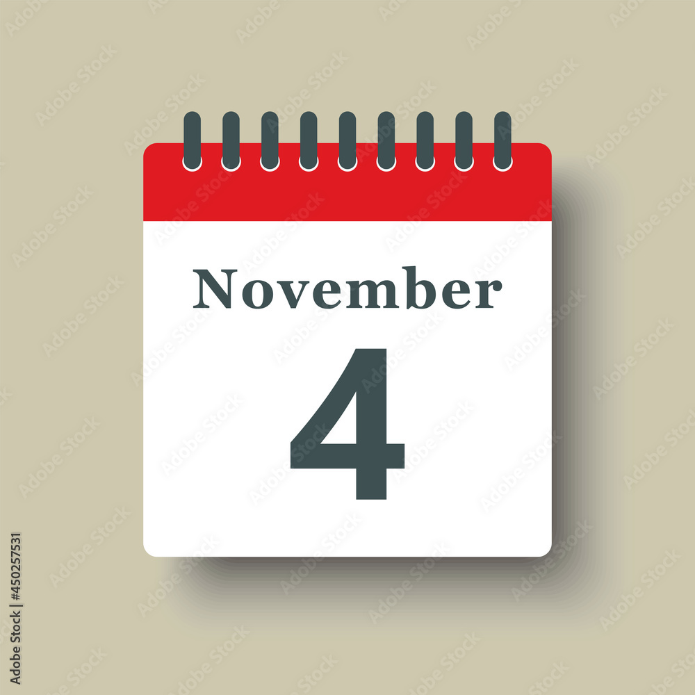 Icon day date 4 November, template calendar page Icon day date 4 November, template calendar page