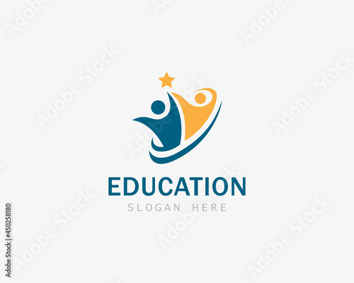 education logo creative people family abstract design concept