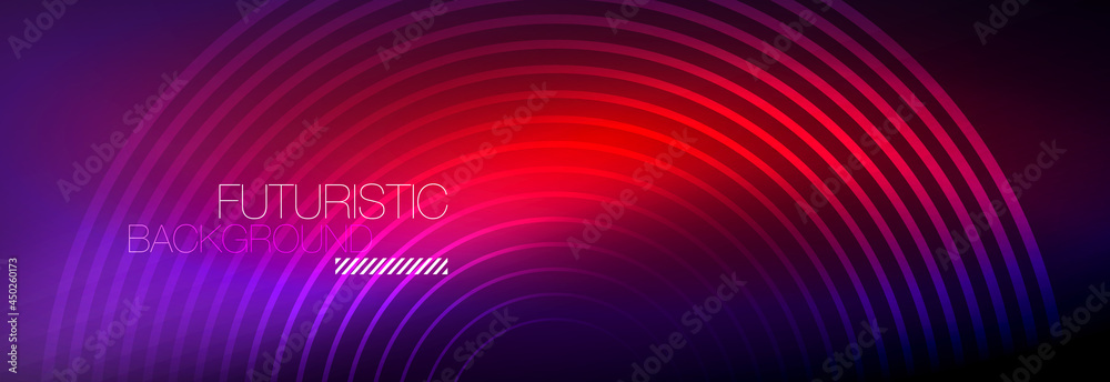 Dark abstract background with glowing neon circles. Trendy layout template for business or technology presentation, internet poster or web brochure cover, wallpaper Dark abstract background with glowing neon circles. Trendy layout template for business or technology presentation, internet poster or web brochure cover, wallpaper