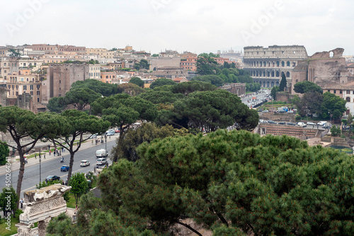 The Colosseum on a cloudy summer day in Rome