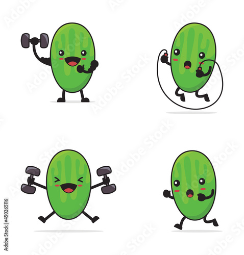 cucumber cartoon With fitness concept