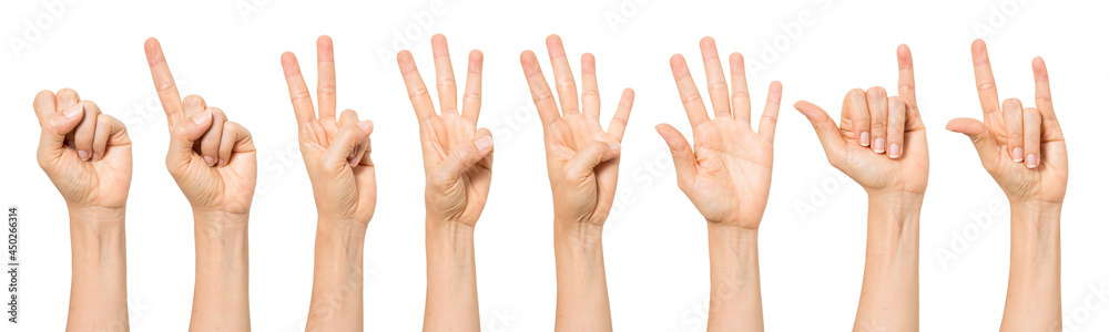 female asian hand gestures isolated over the white background. with clipping path female asian hand gestures isolated over the white background. with clipping path