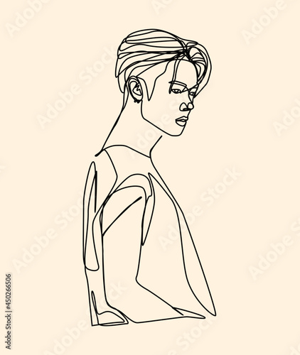 Name of artwork: "Men number 43" One-line art. The charm of this piece is the lines of different painters. Created by ART of ONE LINE.