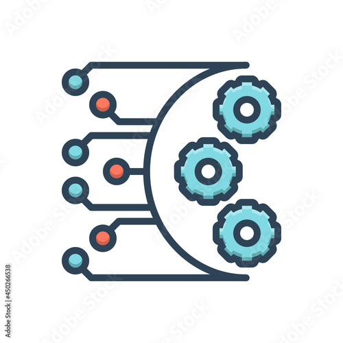 Color illustration icon for network workflow