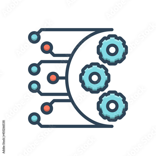 Color illustration icon for network workflow