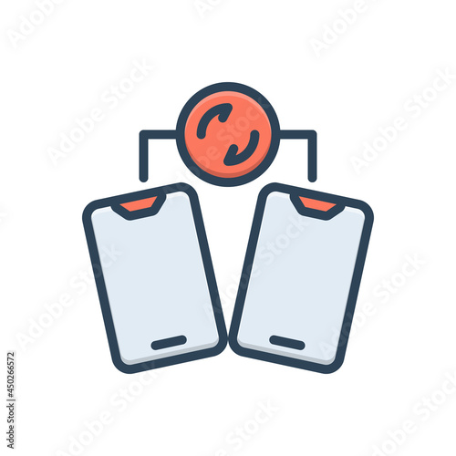 Color illustration icon for syncing with mobile