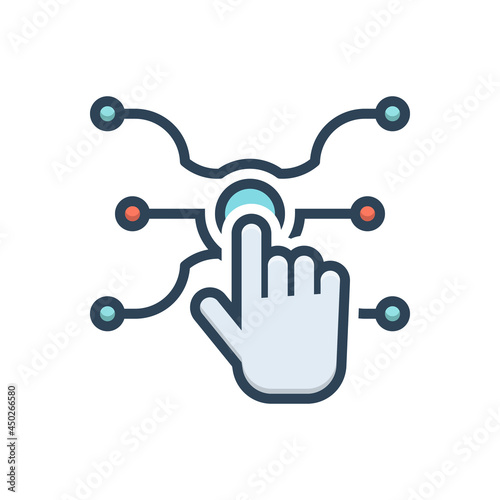 Color illustration icon for touchscreen technology