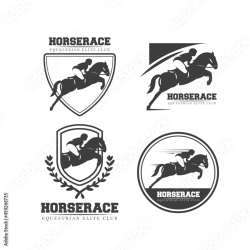 Set of equestrian horse race logo