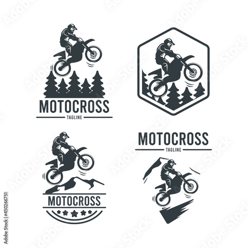 Set of vintage motocross logo emblem