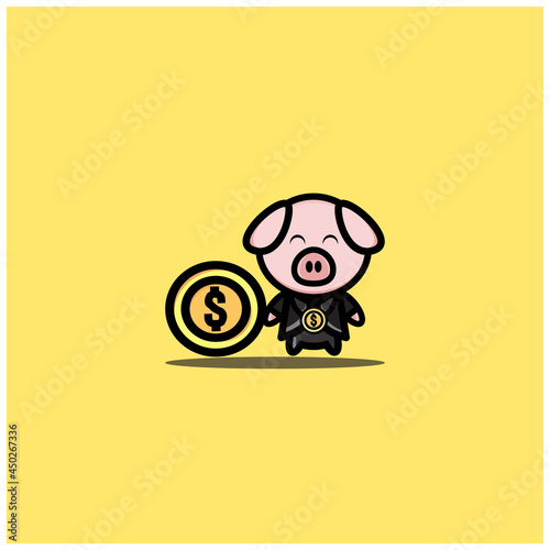 illustration vector graphic of nice wooden pig for financial symbol
