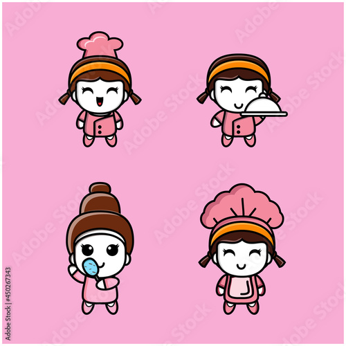 illustration vector graphic of girls are cooking and having fun, very suitable for school children's education
