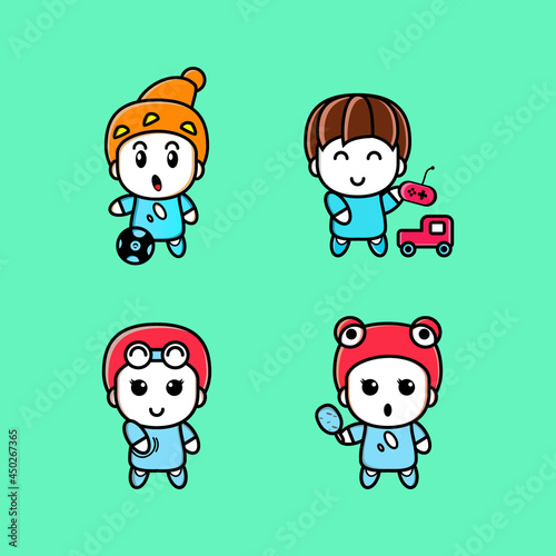illustration vector graphic of children play set, very suitable for school education and children's clothes logo