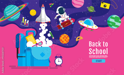  back to school, Book Inspiration, Online Learning, study from home, flat design vector