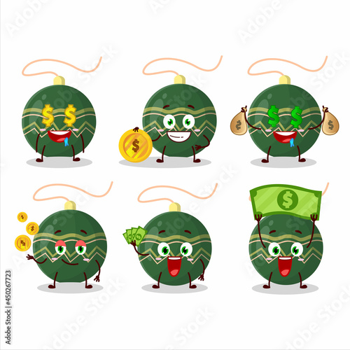Christmas lights green cartoon character with cute emoticon bring money © kongvector
