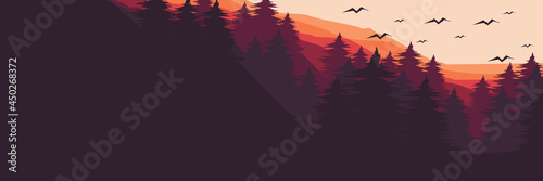 sunset in mountain landscape vector illustration design for wallpaper design  design template  background template  and tourism design template