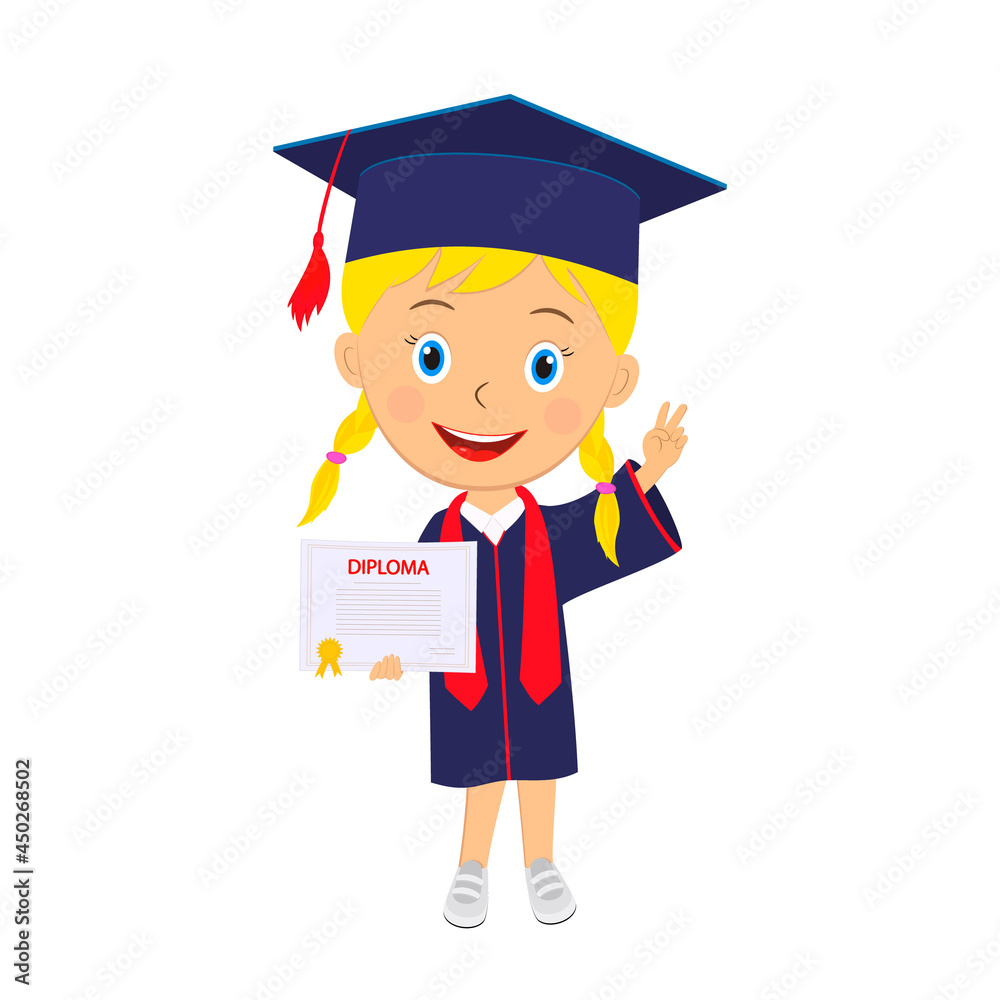 cute cartoon girl in graduation gown cute cartoon girl in graduation gown