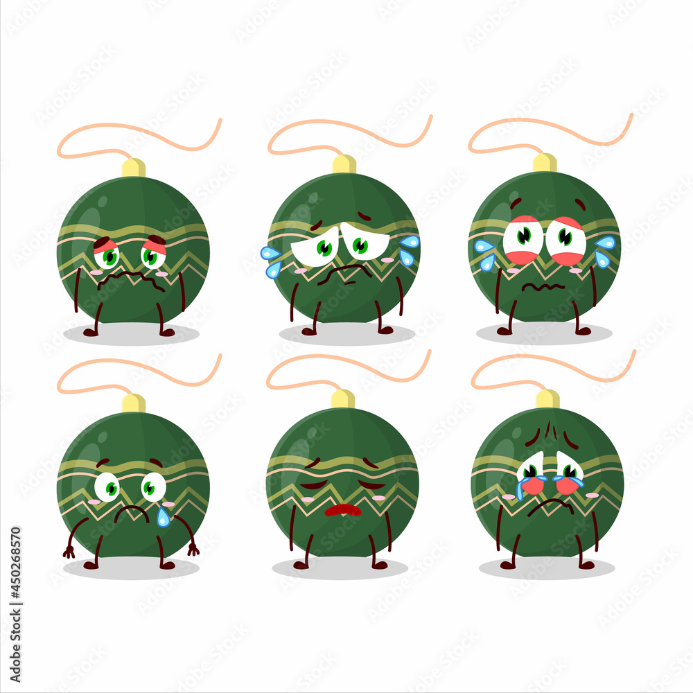 Christmas lights green cartoon character with sad expression