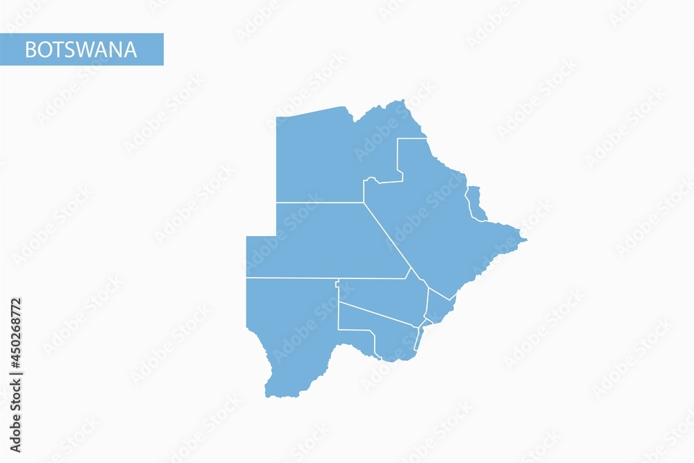 Botswana blue map detailed vector.