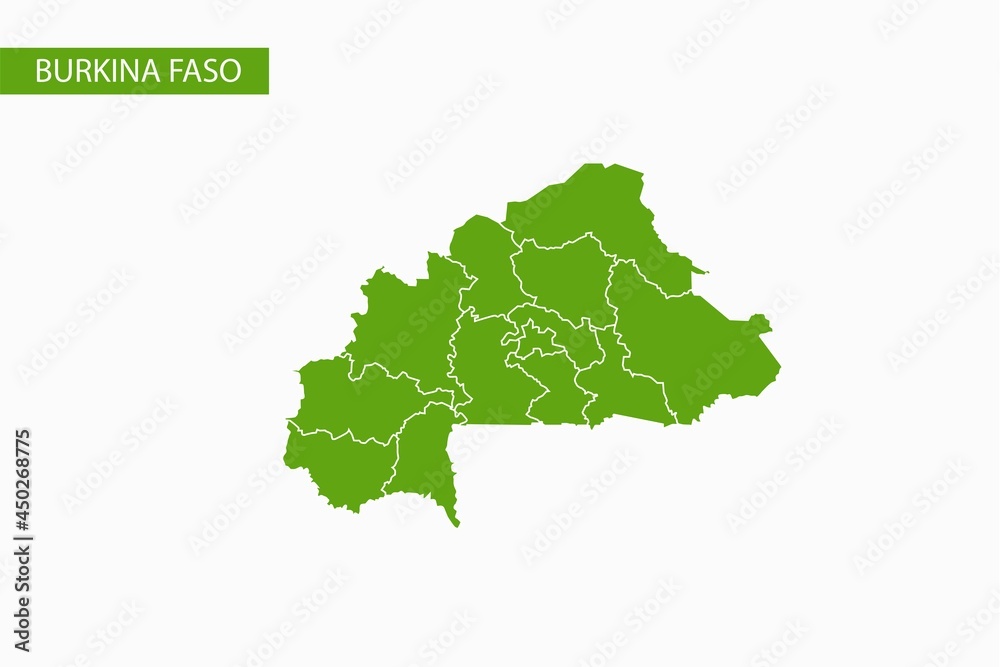 Burkina Faso green map detailed vector. Burkina Faso green map detailed vector.