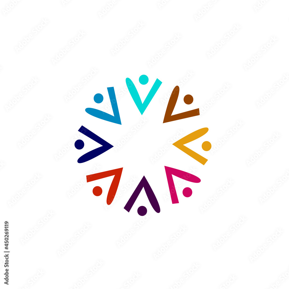 Colorful People Together Sign, Symbol, Logo isolated on White Colorful People Together Sign, Symbol, Logo isolated on White