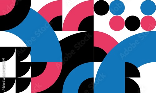 Fototapeta Naklejka Na Ścianę i Meble -  Geometry minimalistic artwork poster with simple shape and figure square, triangle, circle. Abstract vector pattern design background