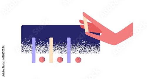 Hand building business system and ordering structure. Instruction, organization and repetition concept. Arm at systematic, repetitive and predictable action. Flat vector illustration isolated on white