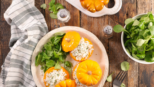 pumpkin stuffed with rice- top view