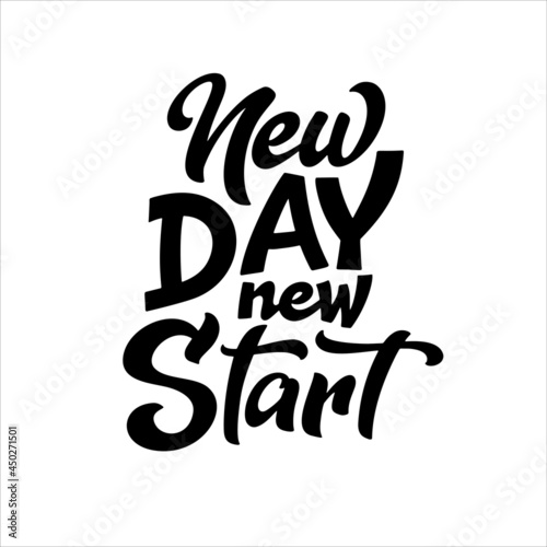 Fresh start quote poster. Hand drawn letering on white background. Typographic vector illustration photo