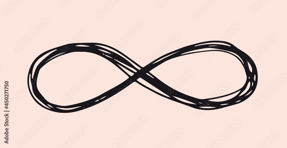 Infinity hand-drawn, vector illustration. Infinity hand-drawn, vector illustration.