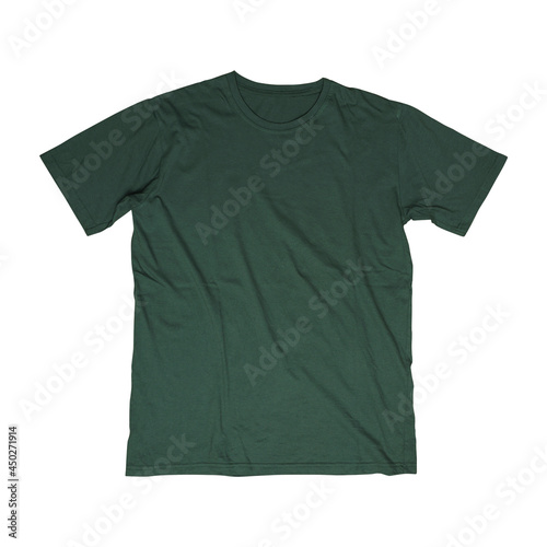 Plain army green t-shirt template, from the front side, as a mock up of your design needs, isolated on a white background.