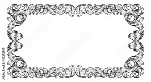 Filigree Heraldry Leaf Pattern Floral Border Frame