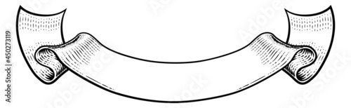 Scroll Vintage Flag Paper Banner Ribbon Woodcut