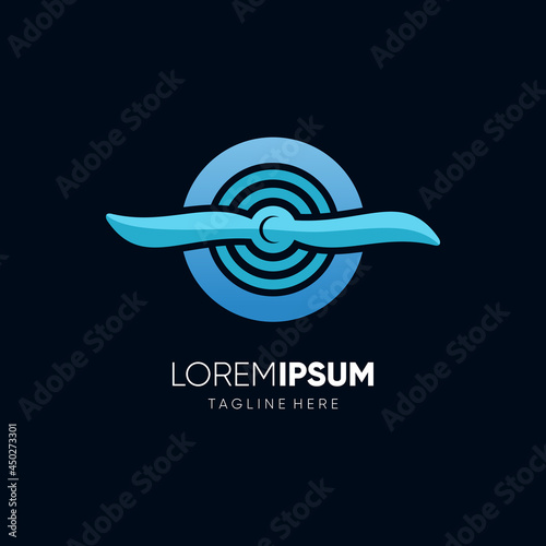 Circle Airplane Propeller Logo Design Vector Graphic Icon Illustration