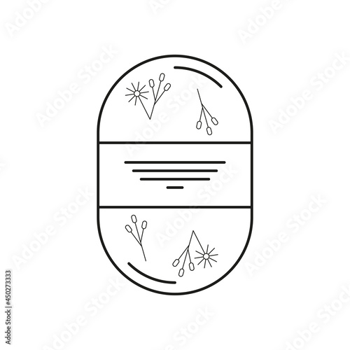 Soap body scrub with inclusions of herbs, grains, flowers. Icon of a black line on a white background.