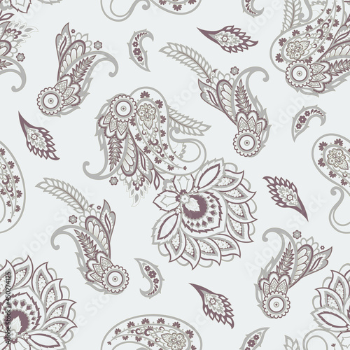 Seamless Paisley pattern in indian batik style. Floral vector illustration