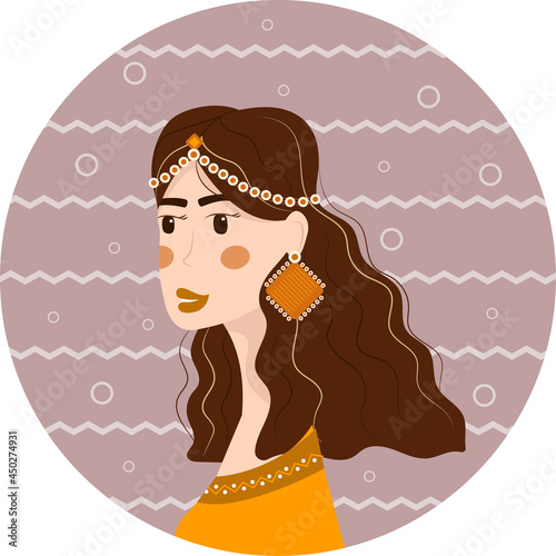 portrait of a girl with wavy hair with earrings