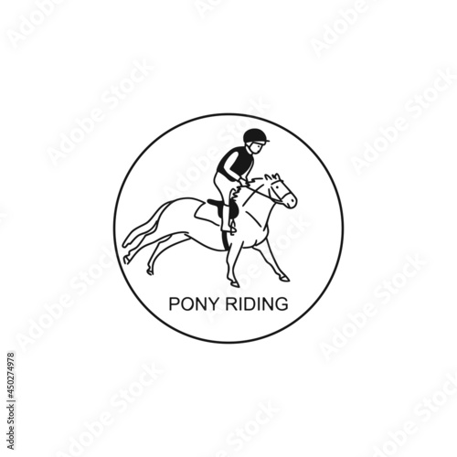 Pony riding - kid on a horse, design logo