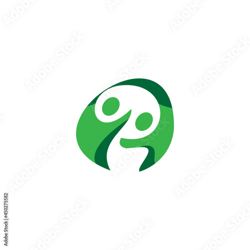 logo of two people together for volunteer community or social movement