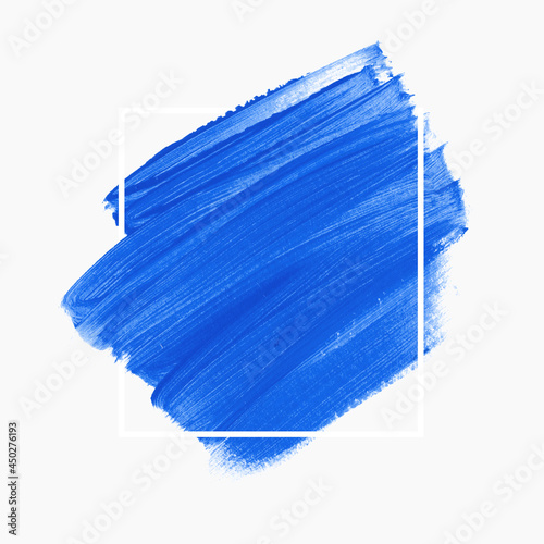 Blue acrylic brush stroke abstract artwork isolated over white background vector. Creative hand drawing design for logo, headline and sale banner.