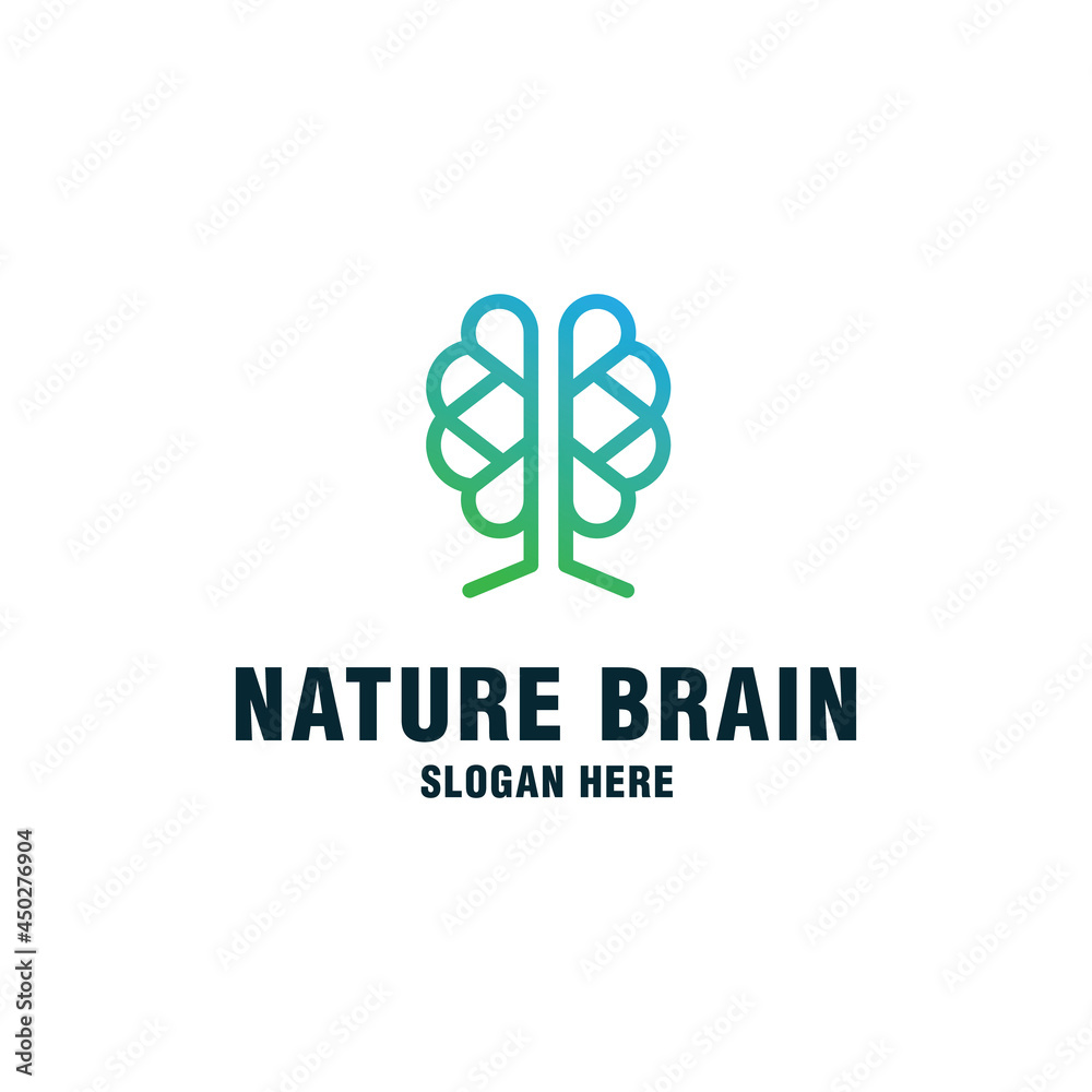 Nature brain logo template on modern style Nature brain logo template on modern style