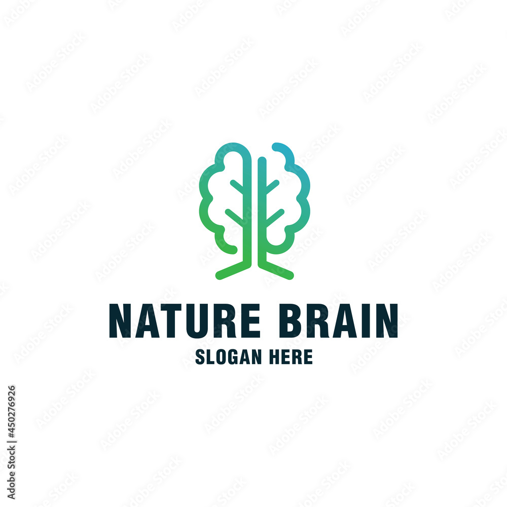Nature brain logo template on modern style Nature brain logo template on modern style