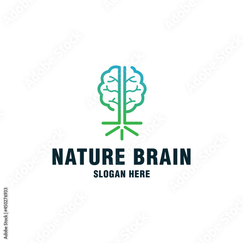 Nature brain logo template on modern style