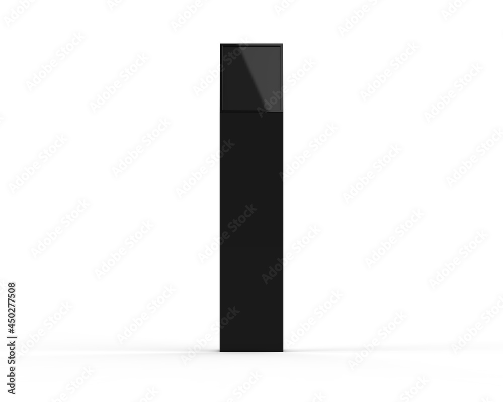Acrylic information show electronic display floor stand for branding, 3d illustration Acrylic information show electronic display floor stand for branding, 3d illustration